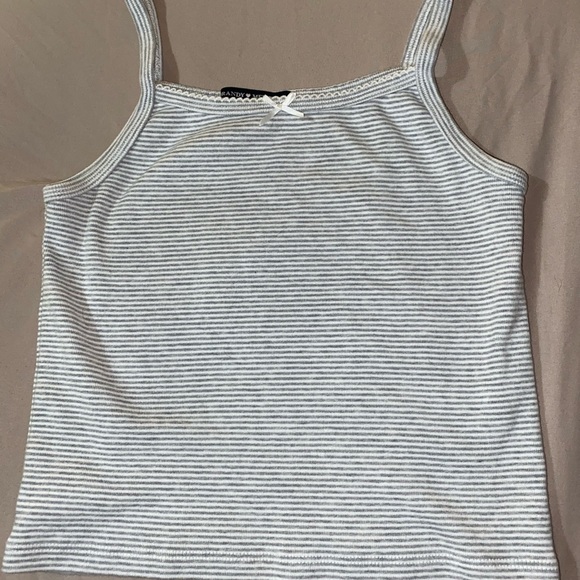 Brandy Melville Grey and White Striped Tank